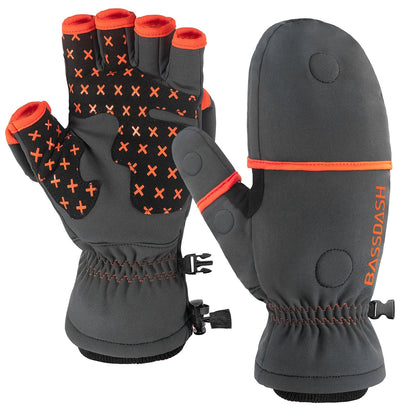 Water-Resistant Fingerless Gloves - Convertible Mittens for All Genders