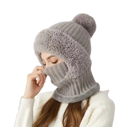 Windproof Knit Beanie with Ear Covers and Neck Warmer for Cycling
