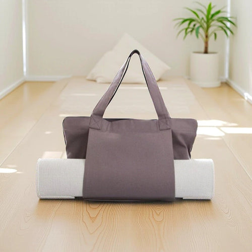 Canvas Yoga Mat Tote with Adjustable Strap & Extra Storage for Travel