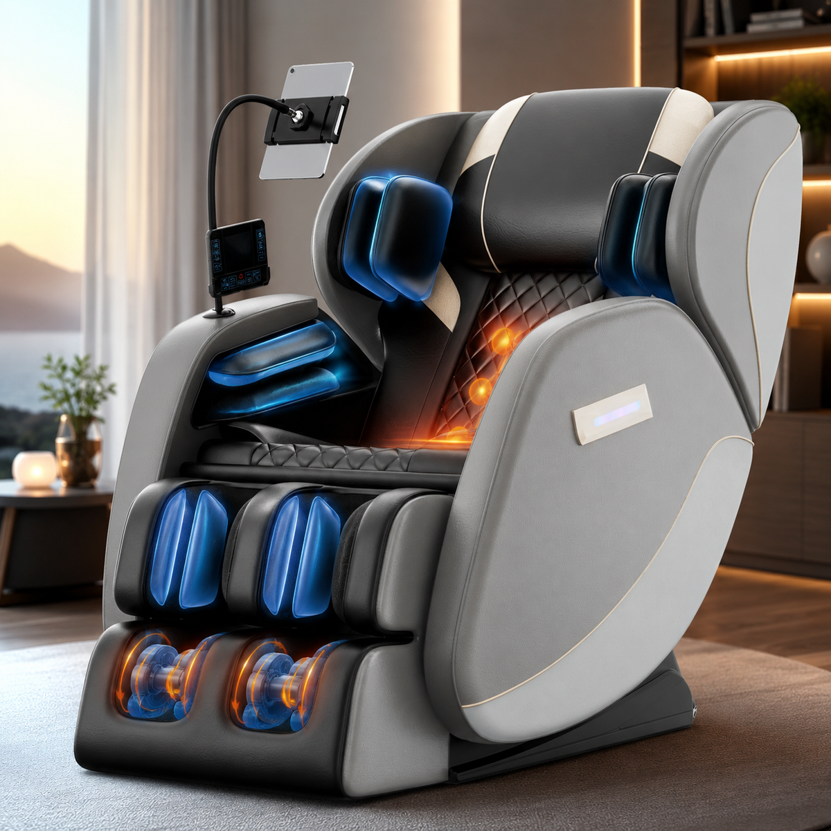 Full Body Massage Chair with Zero Gravity, 6 Rollers, 24 Airbags, Heating for Waist and Legs, Foot Rollers, Bluetooth and Touchscreen