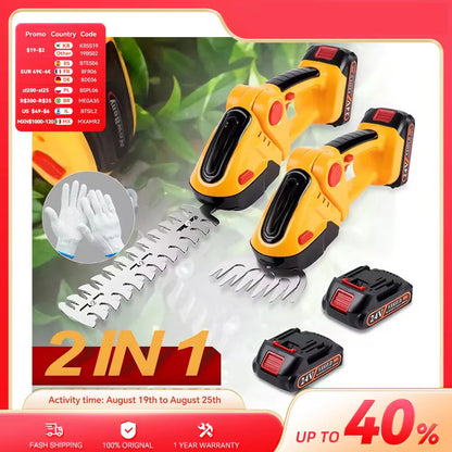 90° Adjustable Head Cordless Electric Hedge Trimmer