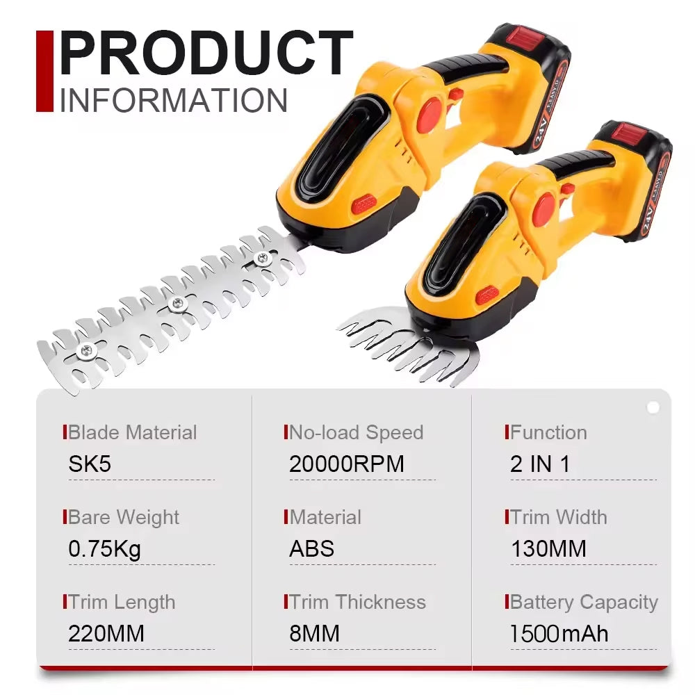 90° Adjustable Head Cordless Electric Hedge Trimmer
