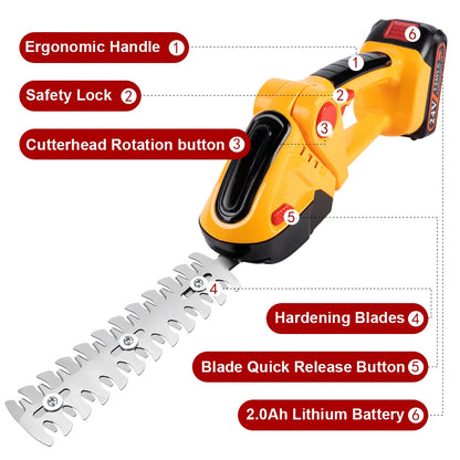 90° Adjustable Head Cordless Electric Hedge Trimmer