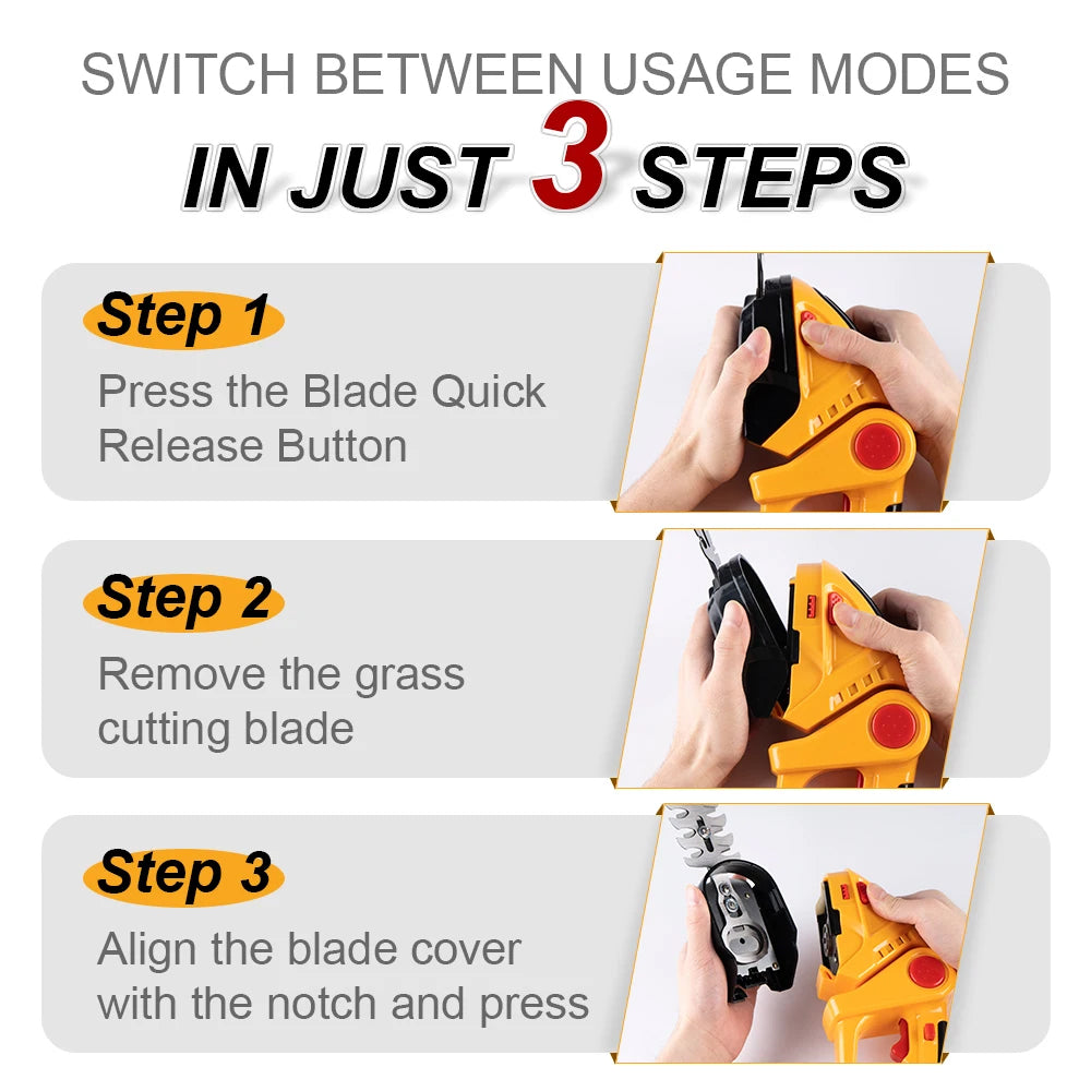 90° Adjustable Head Cordless Electric Hedge Trimmer