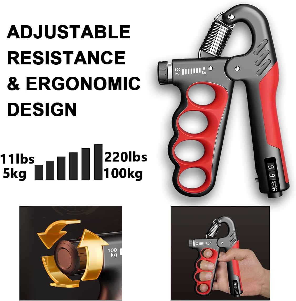 Forearm and Grip Strength Trainer | Hand Exerciser up to 100 kg