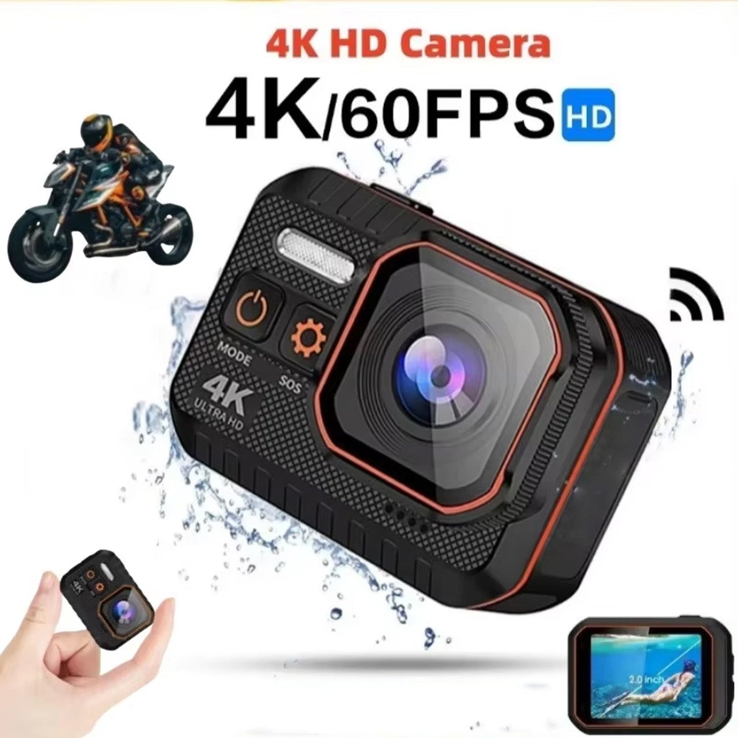 4K HD 60FPS Action Camera for Motorcycles
