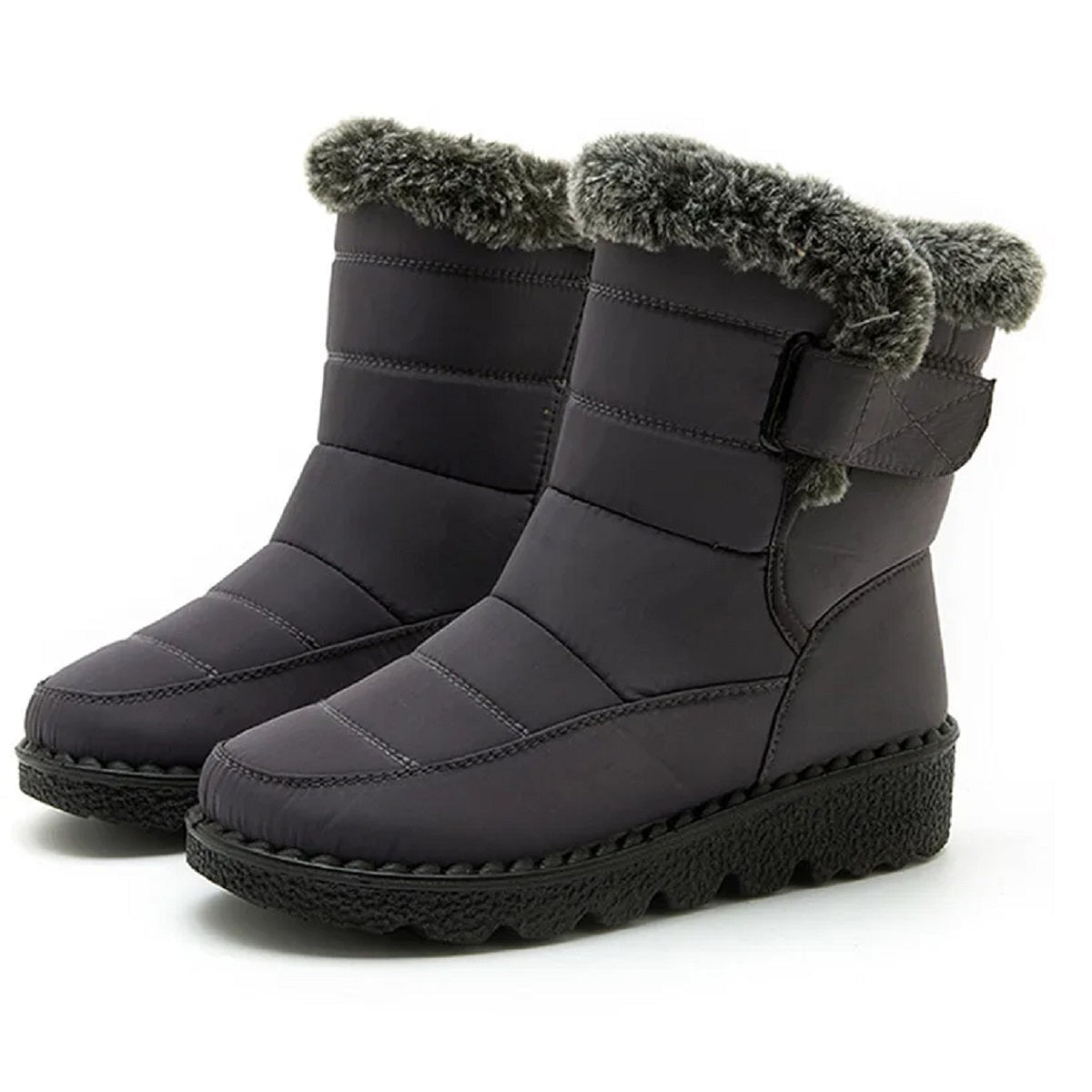Fur-Lined Ankle Boots for Women - Low Heel Winter Footwear