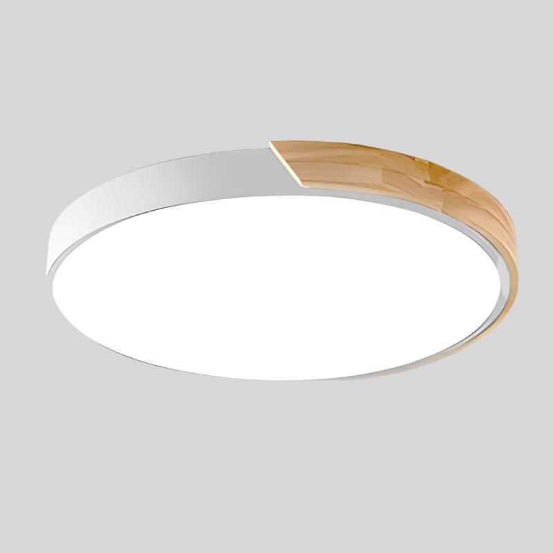 Nordic Style Circular LED Ceiling Light in Wooden Finish