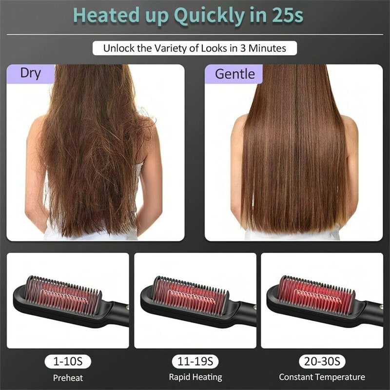 Ceramic Hair Styling Brush with Cordless Convenience and Custom Heat Settings