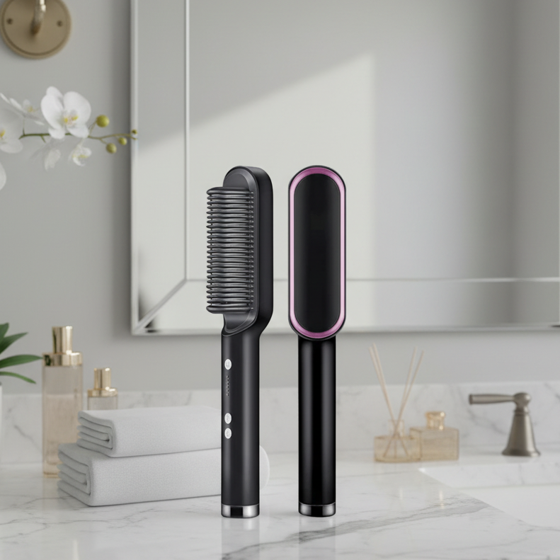 Ionic Ceramic Hair Styling Brush with Adjustable Heat Settings
