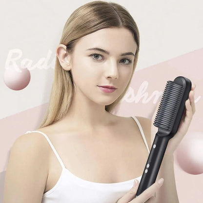 Ionic Ceramic Hair Styling Brush with Adjustable Heat Settings
