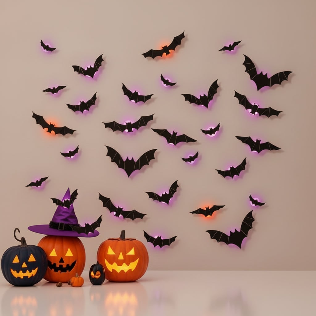 Illuminated 3D Bat Wall Decor – Spooky Halloween Clings