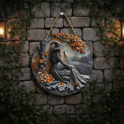 Enchanting 3D Witch-Themed Wall Art for Halloween Decor