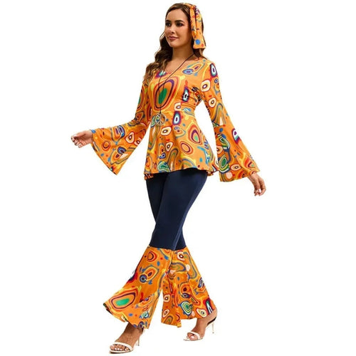 Retro 70s Disco Costume Set with Bell Bottoms & Headband