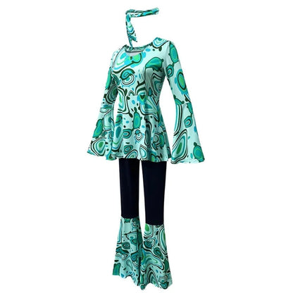 Retro 70s Disco Costume Set with Bell Bottoms & Headband