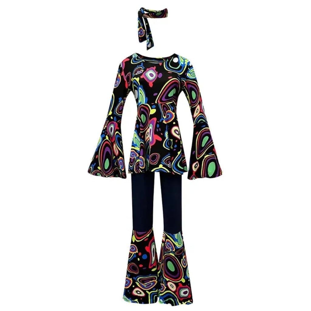 Retro 70s Disco Costume Set with Bell Bottoms & Headband
