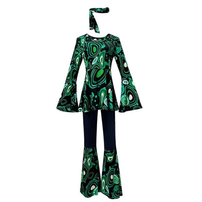 Retro 70s Disco Costume Set with Bell Bottoms & Headband
