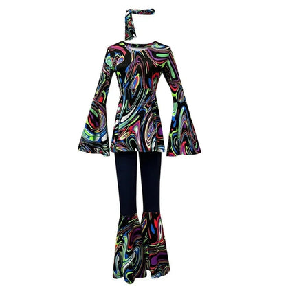 Retro 70s Disco Costume Set with Bell Bottoms & Headband