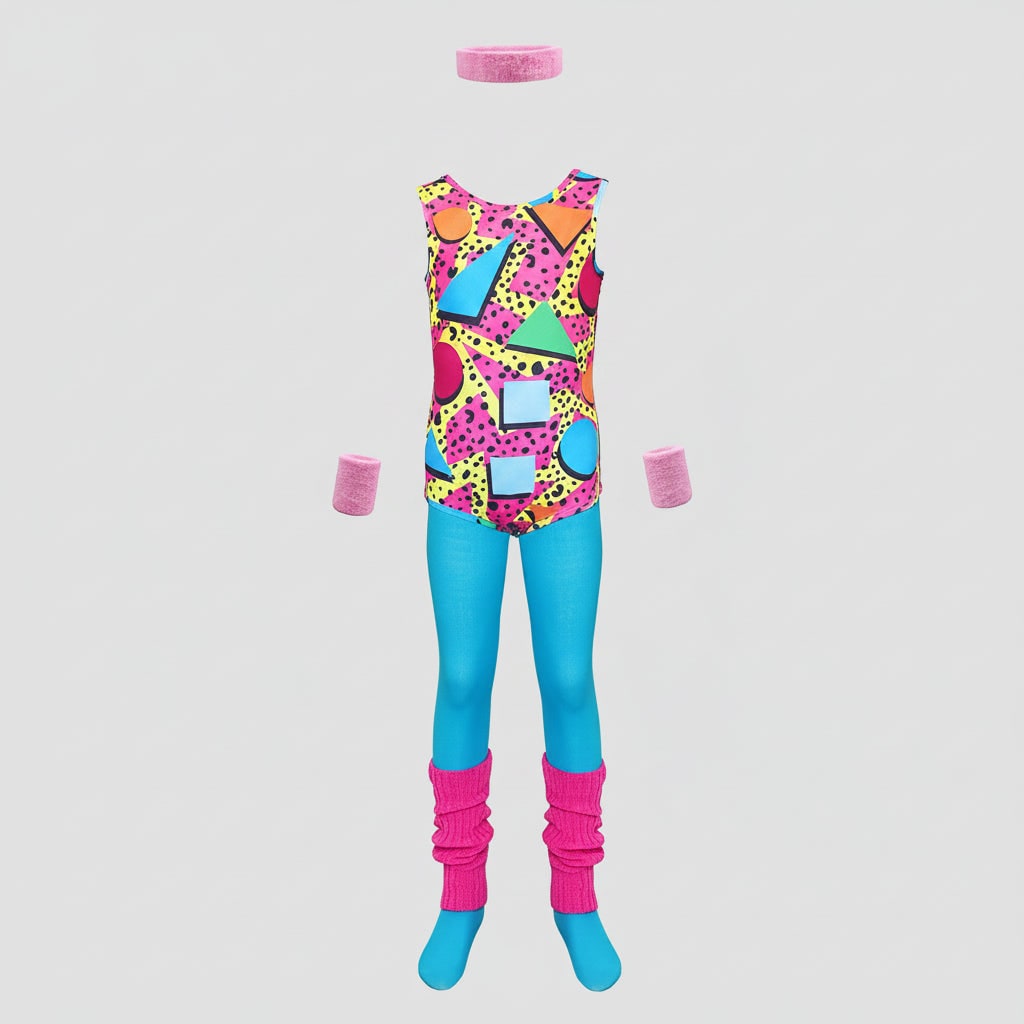Retro Fitness Costume Ensemble for 80s-Themed Events