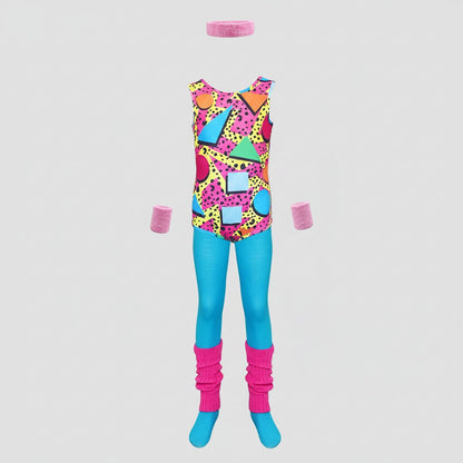 Retro Fitness Costume Ensemble for 80s-Themed Events