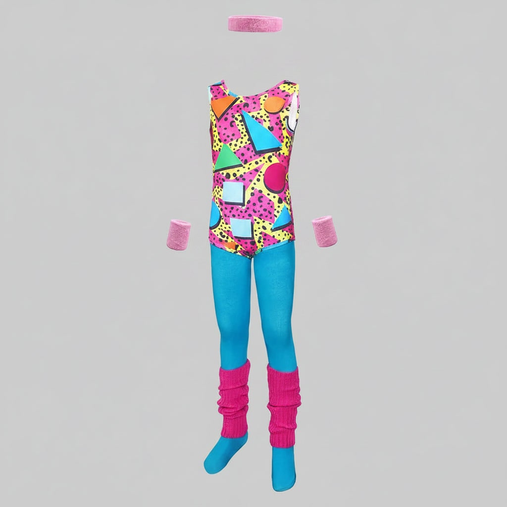 Retro Fitness Costume Ensemble for 80s-Themed Events