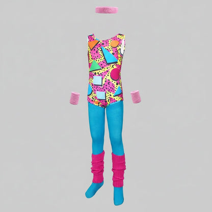Retro Fitness Costume Ensemble for 80s-Themed Events