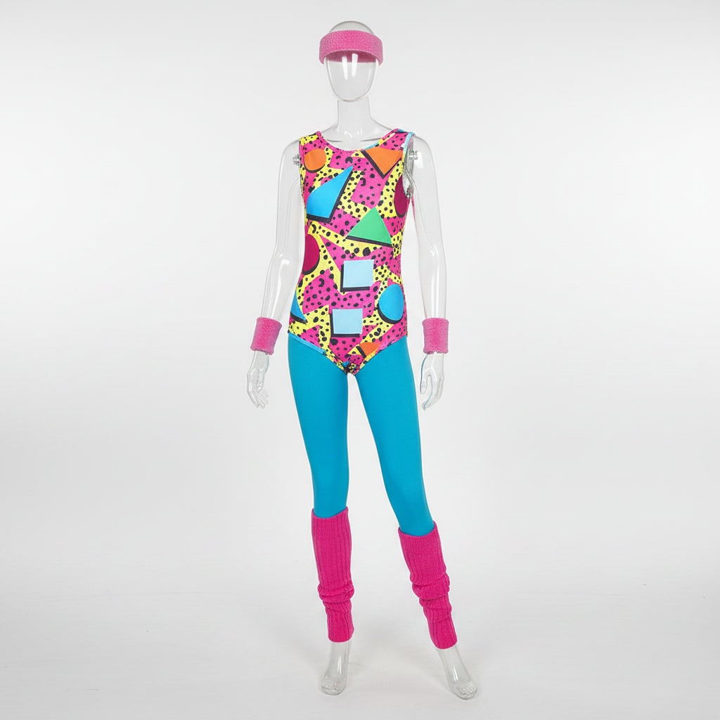 Retro Fitness Costume Ensemble for 80s-Themed Events