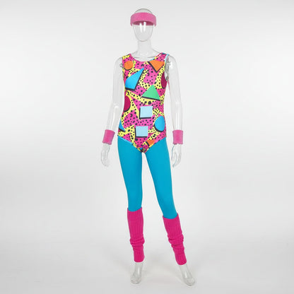 Retro Fitness Costume Ensemble for 80s-Themed Events