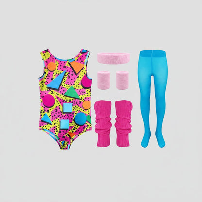 Retro Fitness Costume Ensemble for 80s-Themed Events