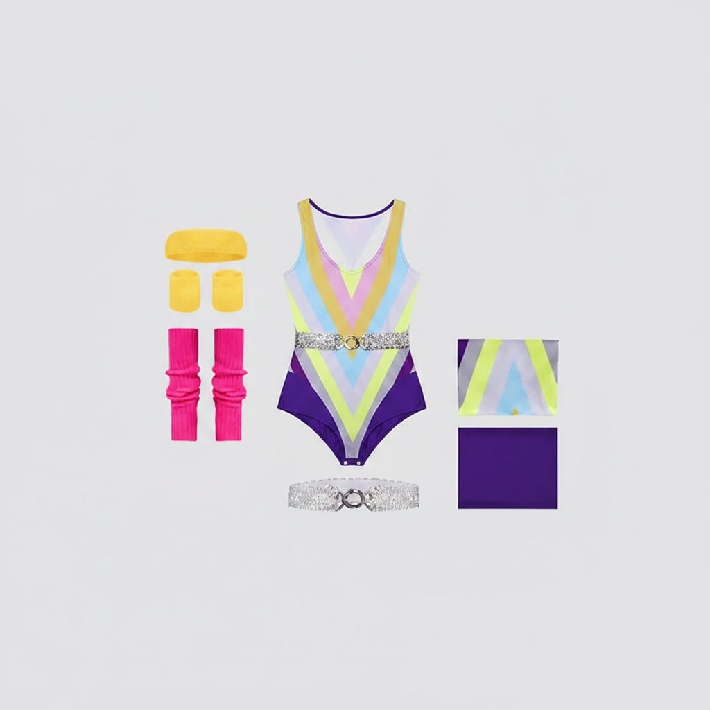 Retro Fitness Costume Ensemble for 80s-Themed Events