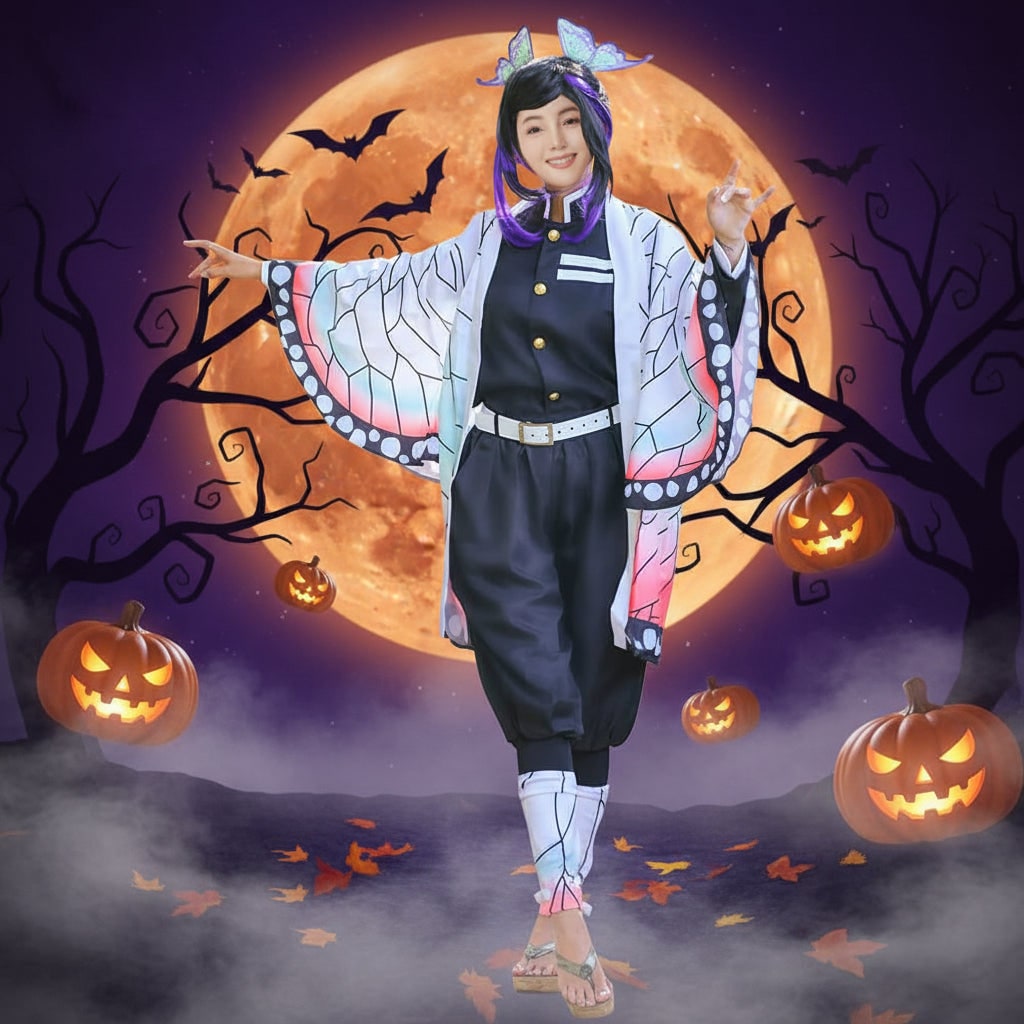 Anime-Inspired Costume Set with Haori Jacket & Accessories