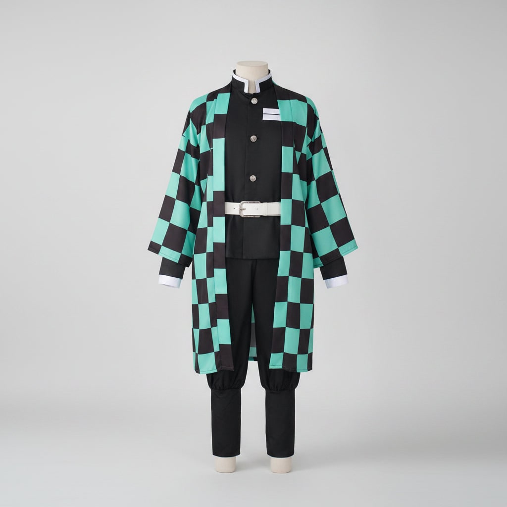 Anime Character Costume with Checkered Haori for Ultimate Cosplay