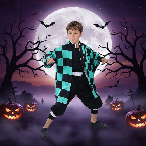 Anime Character Costume with Checkered Haori for Ultimate Cosplay