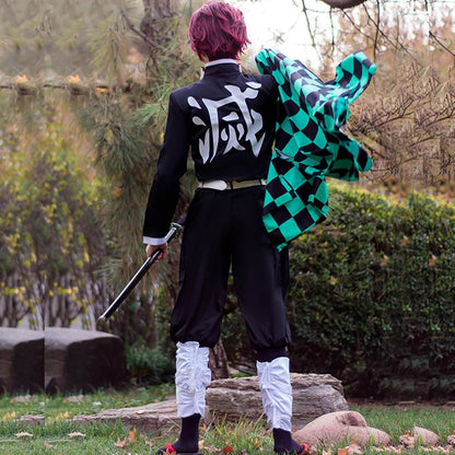 Anime Character Costume with Checkered Haori for Ultimate Cosplay
