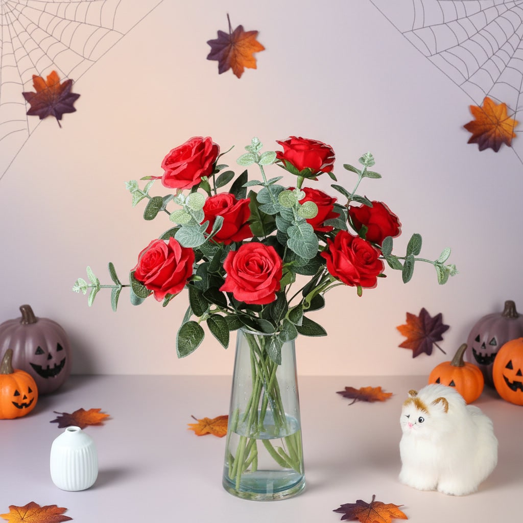 Gothic Elegance Artificial Rose Bouquet for Halloween Decor
