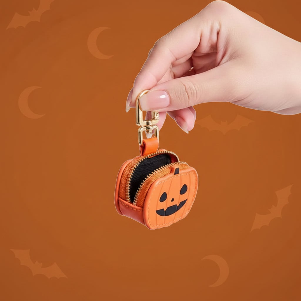 Spooktacular Halloween Keychain Coin Pouch with Zipper Closure