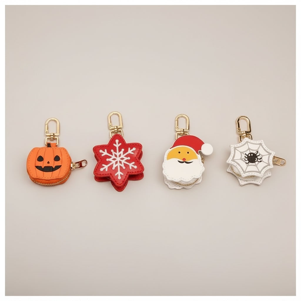 Spooktacular Halloween Keychain Coin Pouch with Zipper Closure