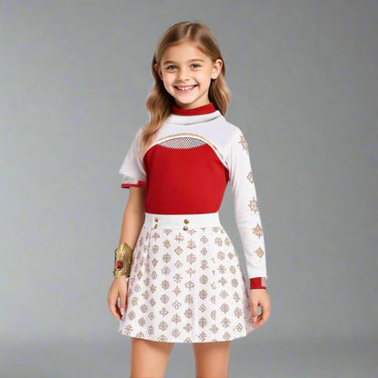 Anime-Inspired Costume Set with Hooded Shrug and Skirt