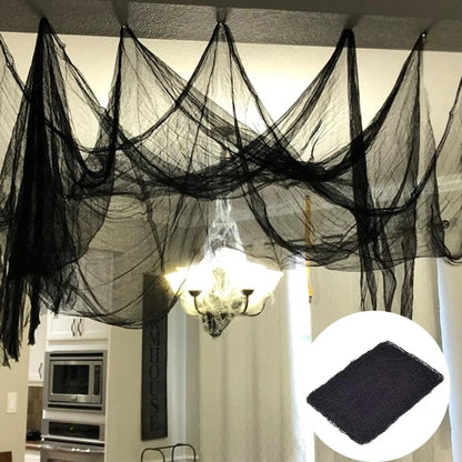 Spooktacular Black Sheer Fabric for Halloween Decorations