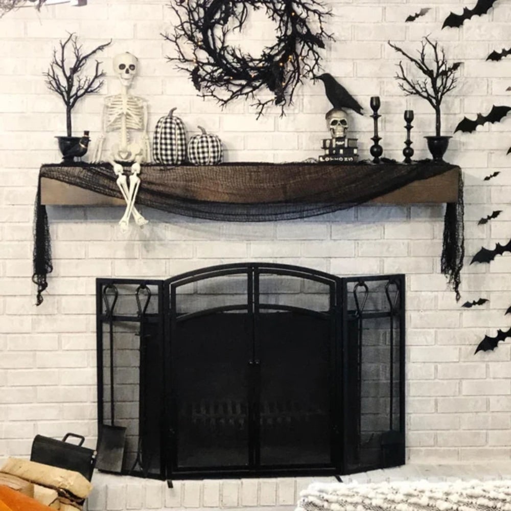 Spooktacular Black Sheer Fabric for Halloween Decorations