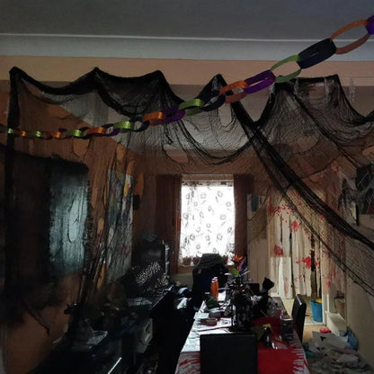 Spooktacular Black Sheer Fabric for Halloween Decorations