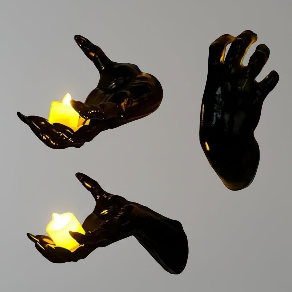 Gothic Hand Candle Holder Wall Art – Perfect for Halloween Decor