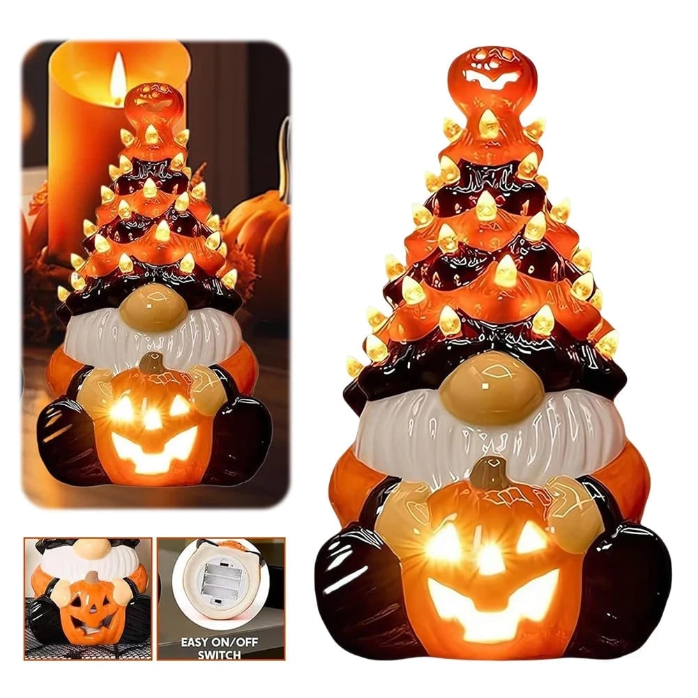 Whimsical LED Illuminated Gnome Tree for Halloween Decor