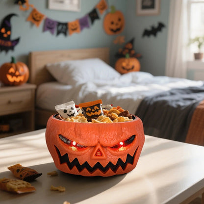 Spooky Motion-Activated Candy Bowl with LED Eyes & Hand