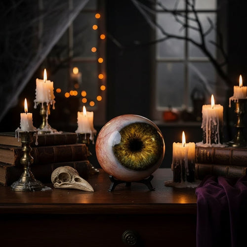 Creepy Eyeball Ornament with Witch Stand for Spooky Decor