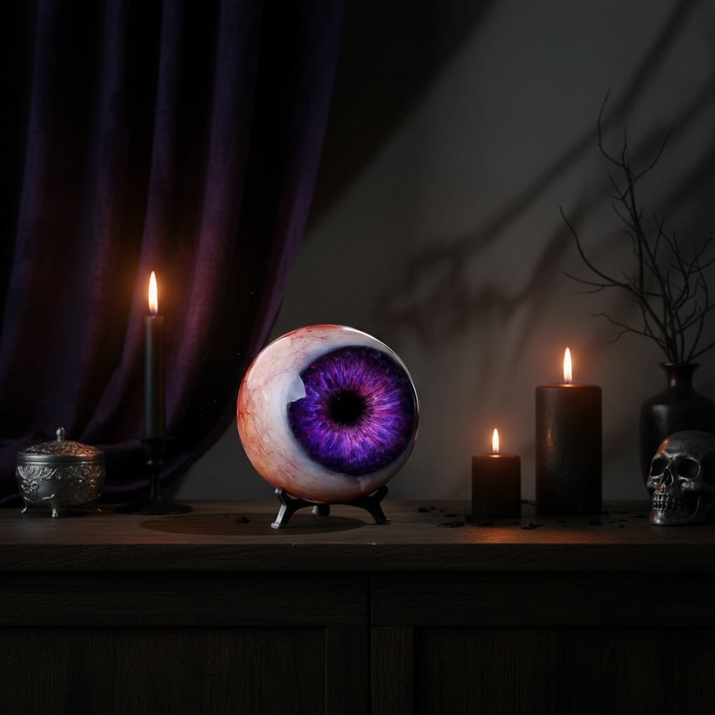 Creepy Eyeball Ornament with Witch Stand for Spooky Decor