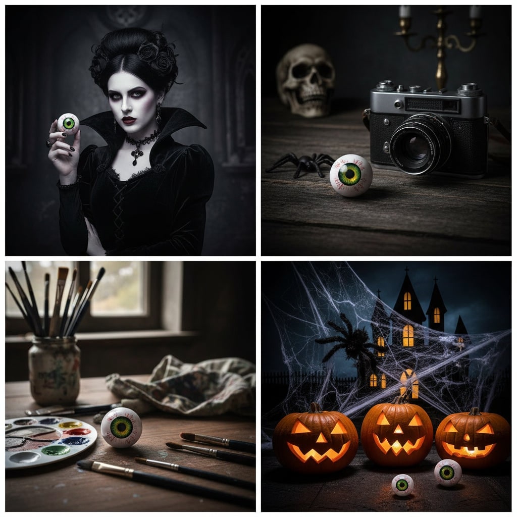 Creepy Eyeball Ornament with Witch Stand for Spooky Decor