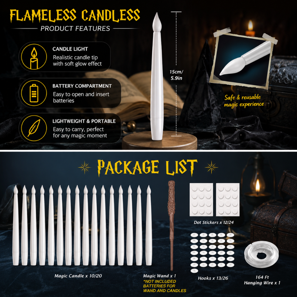 Battery-Powered Floating LED Taper Candles with Remote Control