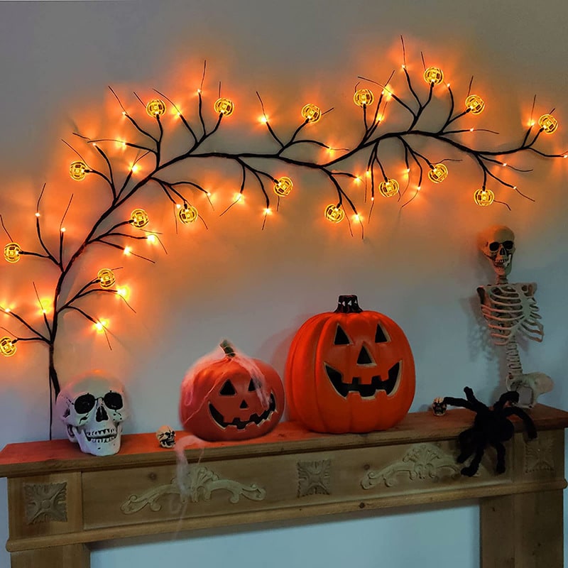 Enchanting LED Twig Garland for Spooky Outdoor Decor