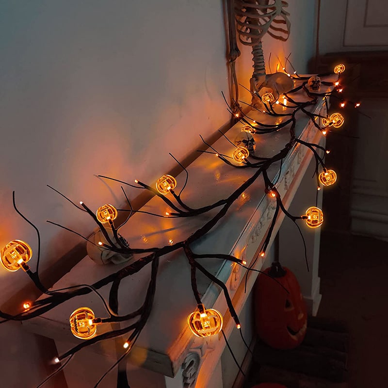 Enchanting LED Twig Garland for Spooky Outdoor Decor